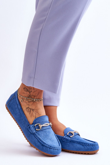 Klasikiniai zomšiniai loaferiai su puošmena Blue Amera