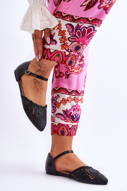 Elegantiški moteriški basutės, plokščios juodos...