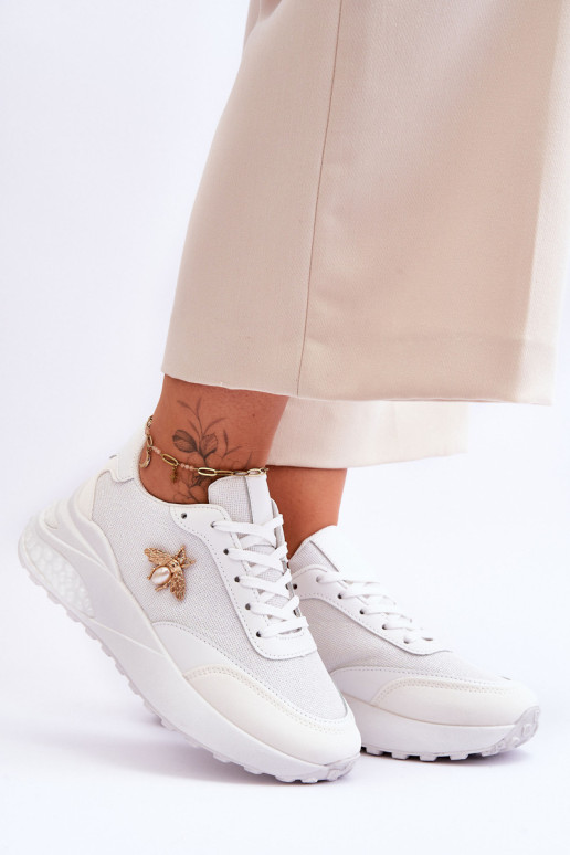 Blizgūs sportiniai batai su puošmena White Seneca