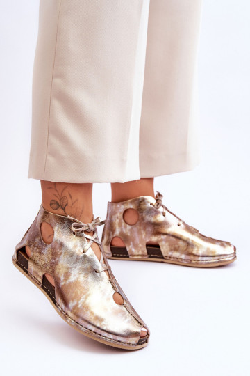 Šviesūs odiniai batai Maciejka 03426-42 auksiniai 2