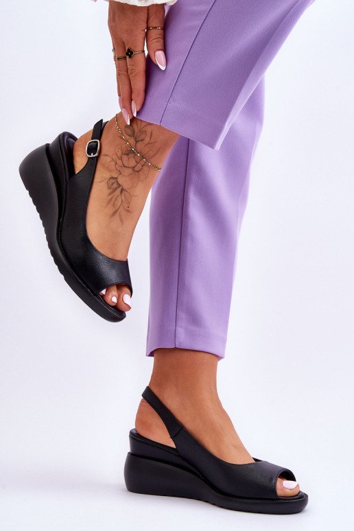 Moteriški sandalai su pleištais Sergio Leone SK853 juodi