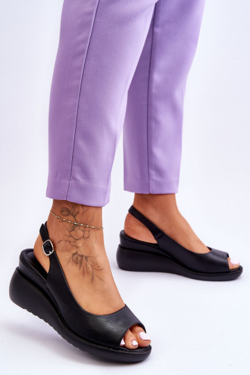 Moteriški sandalai su pleištais Sergio Leone SK853 juodi 2