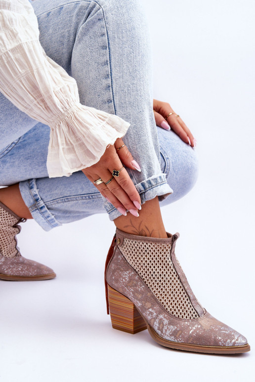 Odiniai batai su tinkleliu Maciejka 05842-04 Beige