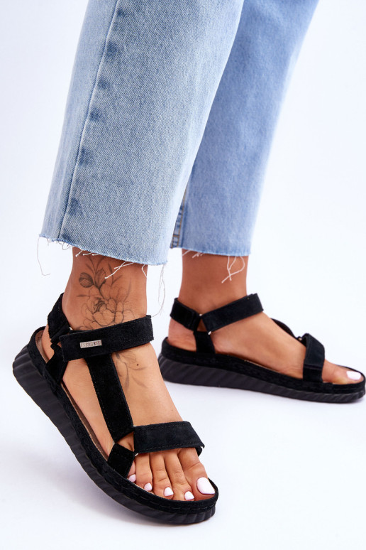 Big Star Suede Velcro sandalai LL276011 juodi