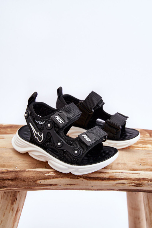Berniukams Velcro sandalai Black and White Tobias