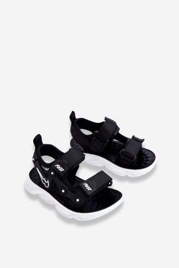 Berniukams Velcro sandalai Black and White Tobias