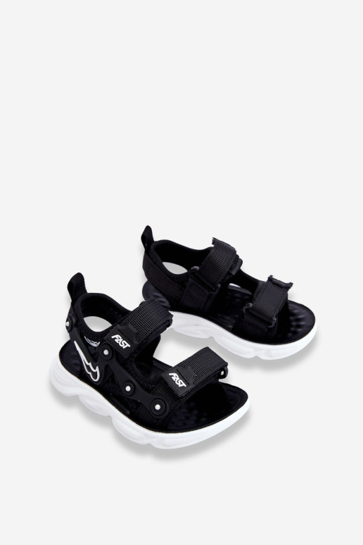 Berniukams Velcro sandalai Black and White Tobias