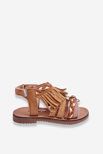 Vaikiški Velcro sandalai su kutais Brown Missy