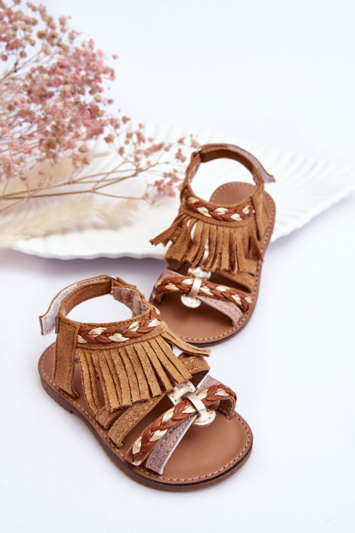 Vaikiški Velcro sandalai su kutais Brown Missy
