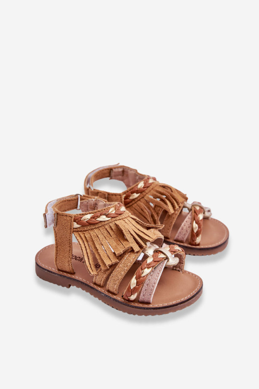Vaikiški Velcro sandalai su kutais Brown Missy