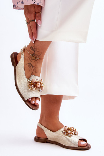 Zomšiniai plokšti sandalai Nicole 2805/064 auksiniai