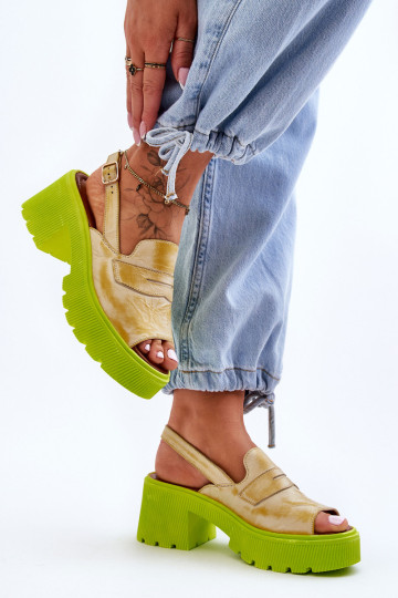 Odiniai sandalai ant kulnų ir platformos Maciejka...