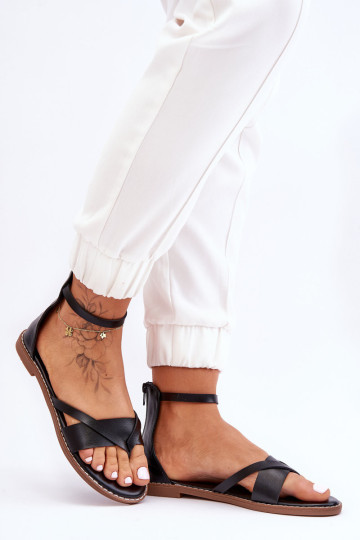 Moteriškos plokšti šlepetės su užtrauktuku, juodos... 2