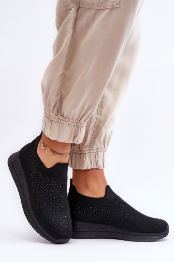 Moteriški treniruokliai su kalnų krištolais, juodi Gianni