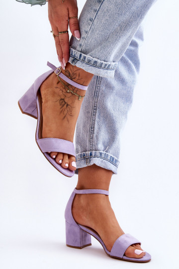 Zomšiniai klasikiniai žemakulniai sandalai, violetiniai...