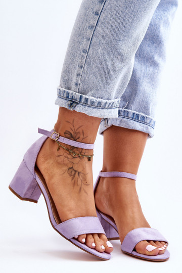 Zomšiniai klasikiniai žemakulniai sandalai, violetiniai... 2