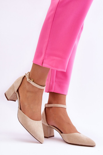 Suede Heel Pumps Beige Promise 2