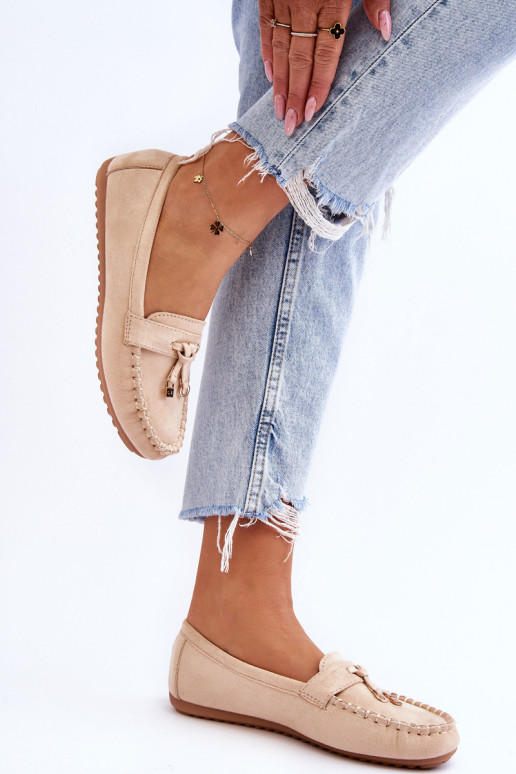 Klasikiniai suede Loafers smėlio spalvos Good Time