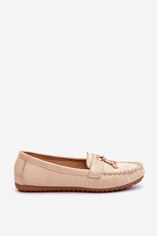 Klasikiniai suede Loafers smėlio spalvos Good Time