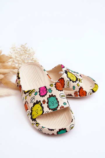 Vaikiškos šviesios putplasčio šlepetės Liūto motyvas... 2