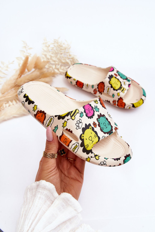 Vaikiškos šviesios putplasčio šlepetės Liūto...