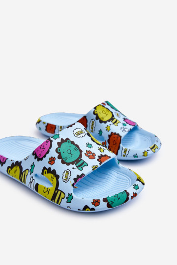 Vaikiškos šviesios putplasčio šlepetės Liūto motyvas... 2