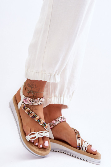 Patogūs moteriški sandalai su pleištiniais baltais Jodie