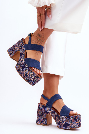 Odiniai aukštakulniai sandalai Maciejka 06089-17 tamsiai...