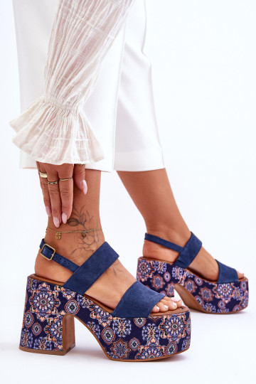 Odiniai aukštakulniai sandalai Maciejka 06089-17 tamsiai... 2