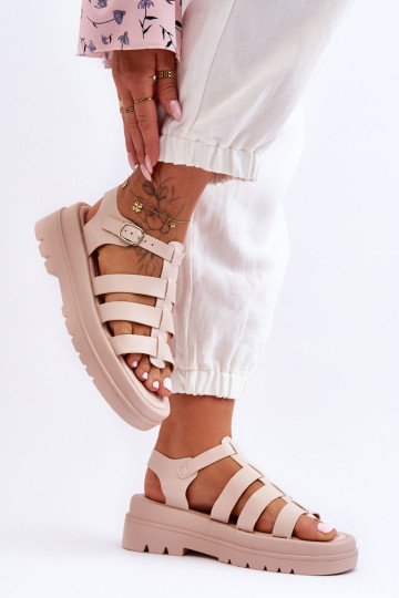 Eko odos sandalai su juostelėmis Beige Colet