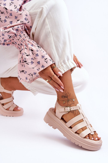 Eko odos sandalai su juostelėmis Beige Colet 2