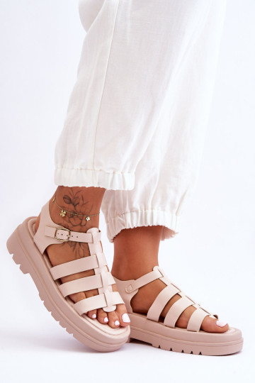 Eko odos sandalai su juostelėmis Beige Colet