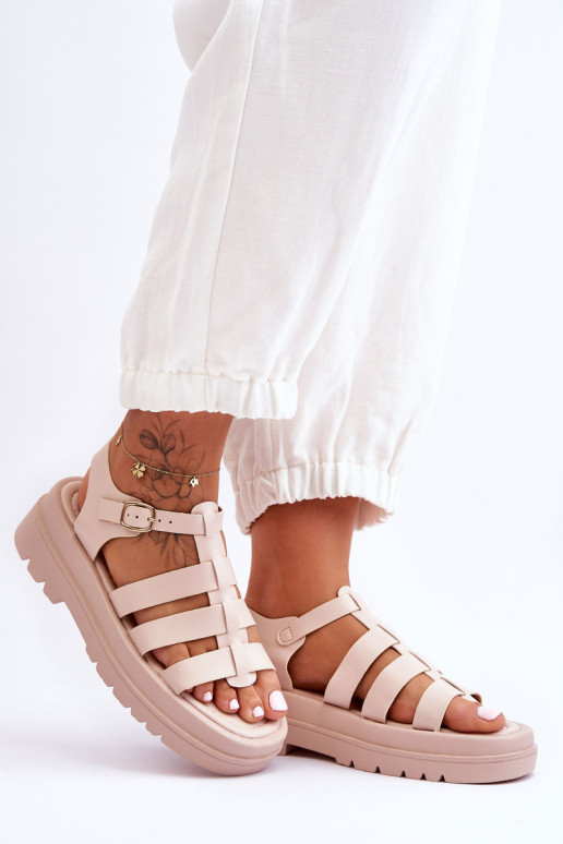 Eko odos sandalai su juostelėmis Beige Colet