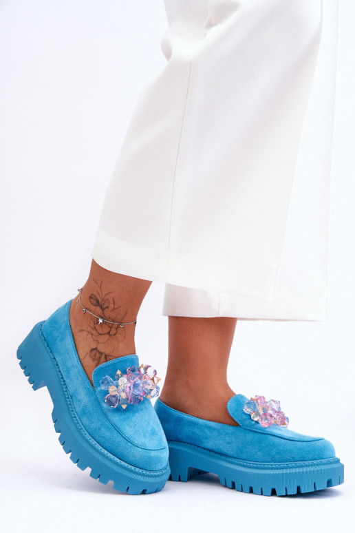 Moteriški krištolo loaferiai Mėlyna Avril