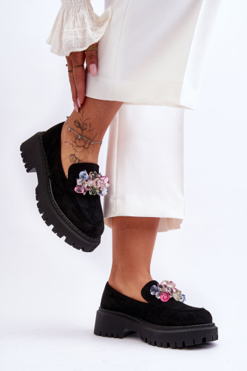 Moteriški krištolo loaferiai juoda Avril 2