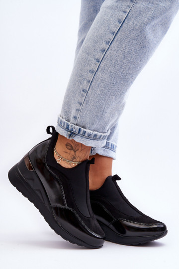 Moteriški sportbačiai su pleištu, juodi Farro 2