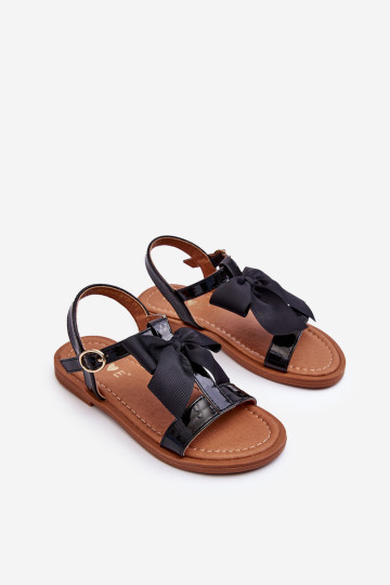Vaikiški lakuoti sandalai su lankeliu Juoda Netina
