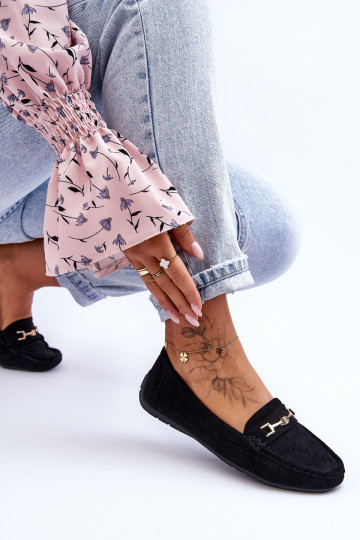 Moteriški klasikiniai zomšiniai batai, juodi Corinell 2