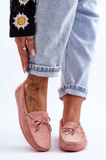 Moteriški zomšiniai mokasinai šviesiai rožiniai Si Passione