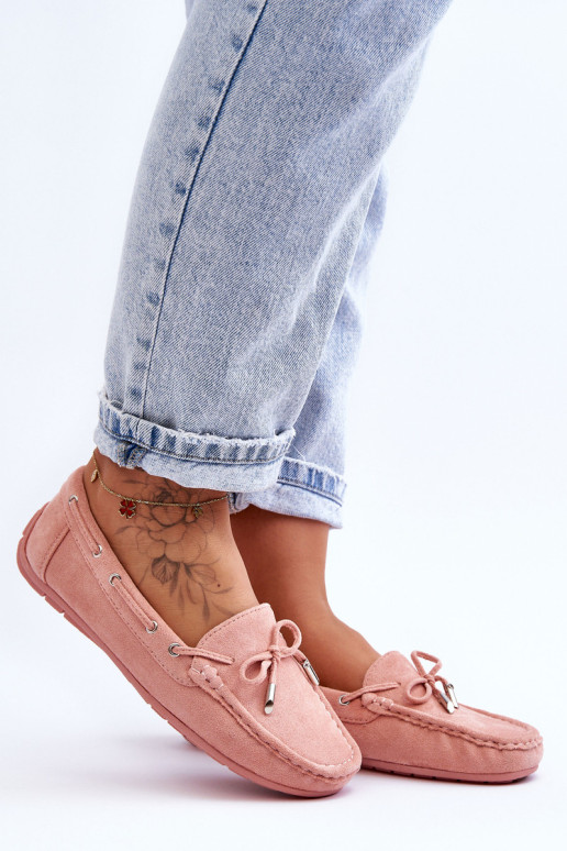 Moteriški zomšiniai mokasinai šviesiai rožiniai...