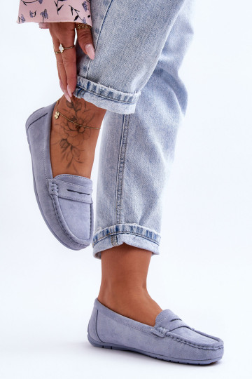 Moteriški zomšiniai mokasinai, mėlyni Lenvie