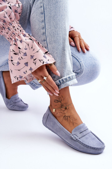 Moteriški zomšiniai mokasinai, mėlyni Lenvie