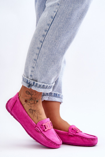 Moteriški madingi zomšiniai mokasinai Pink Rabell 2