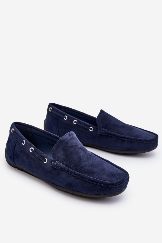 Vyriški zomšiniai užsegami batai Tamsiai mėlyni...