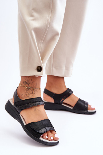 Klasikiniai sandalai su lipduku S.Barski 97575 Juodi