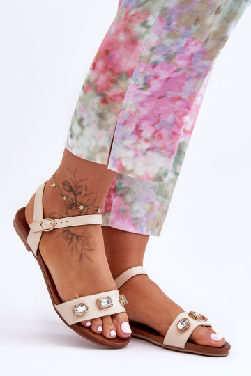 Klasikiniai moteriški sandalai su ornamentais S.Barski SS27-79 Beige