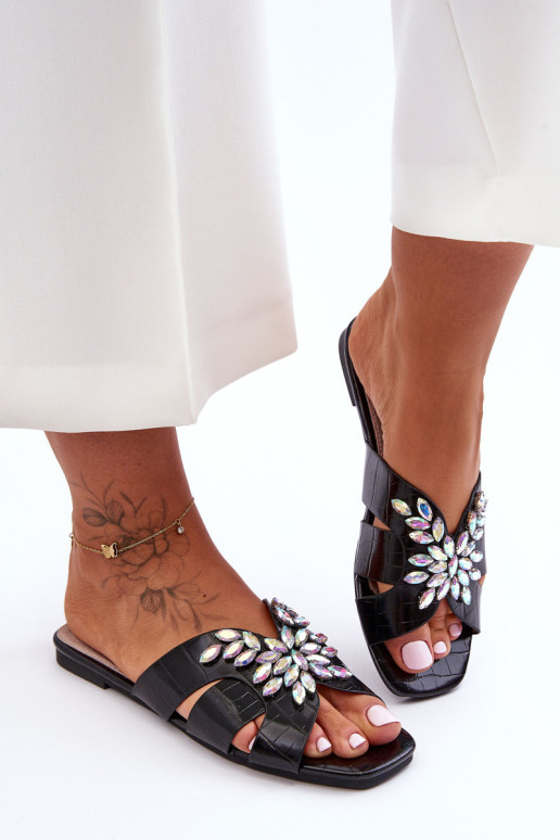 Moteriškos puoštos akmenukais šlepetės S.Barski...