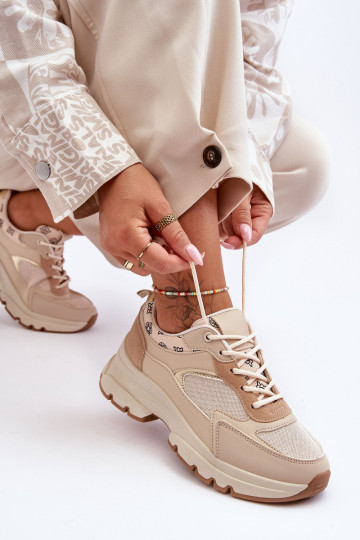 Platforminiai suvarstomi sportiniai batai Beige Escape
