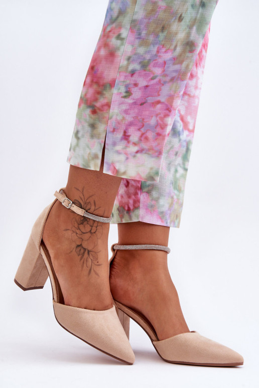 Zomšiniai aukštakulniai su krištoliniais smėlio...