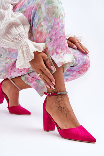 Zomšiniai aukštakulniai su cirkonio fuksijos deimantu